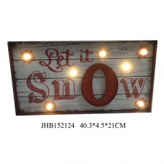 Let it snow iron Wall Decoration LED Light Up Xmas Sign Plaque